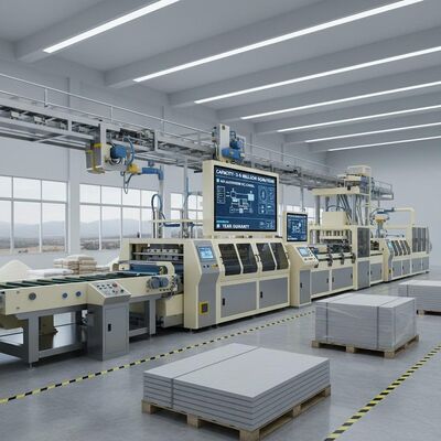 Línea de producción de tableros de fibrocemento con capacidad de 3-5 millones de m², sistema de control PLC de alta automatización, garantía de 1 año, automatización