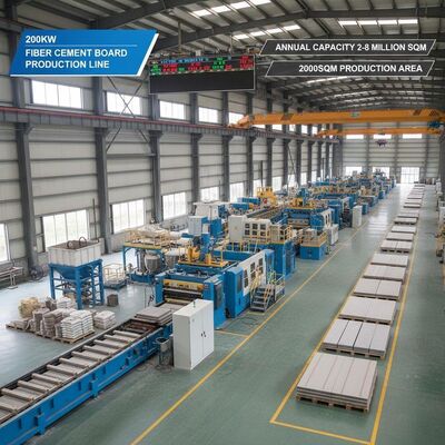 200kw Línea de producción de placas de fibra de cemento Capacidad anual 2-8 millones de metros cuadrados 2000 metros cuadrados Área de producción adecuada para la industria