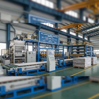 Línea de producción de tableros de fibra de cemento de automatización completa CE estándar 200kw de potencia diseñada para la fabricación a escala industrial