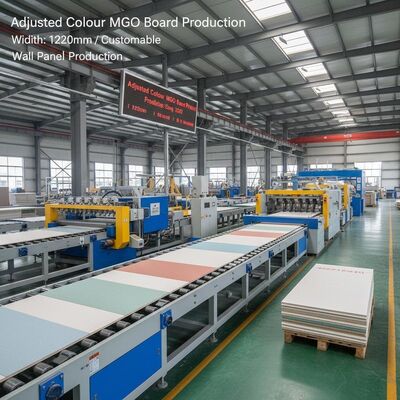 Línea de producción de cartón MgO de color ajustado que ofrece ancho de cartón 1220 mm o personalizable adecuado para la producción de paneles de pared